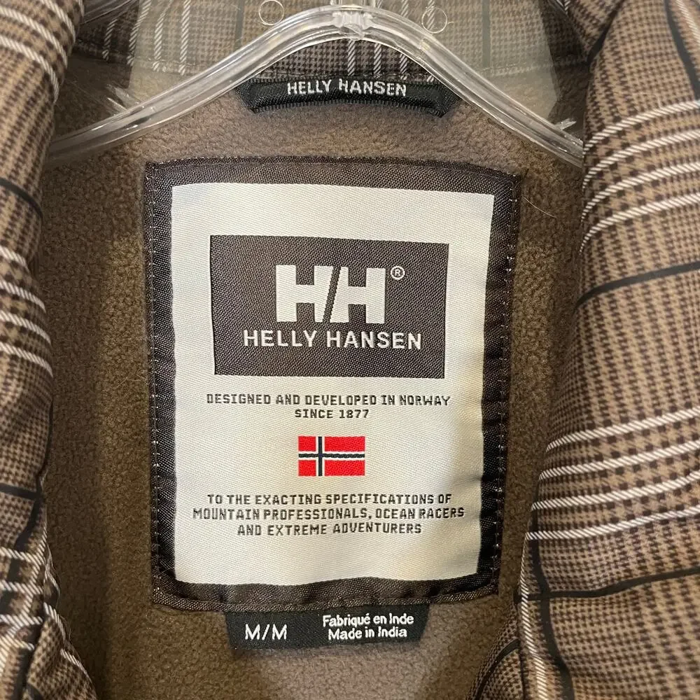 Helly Hansen Men's Windbreaker Jacket Olive‎ Green Black Plaid Zip Front M